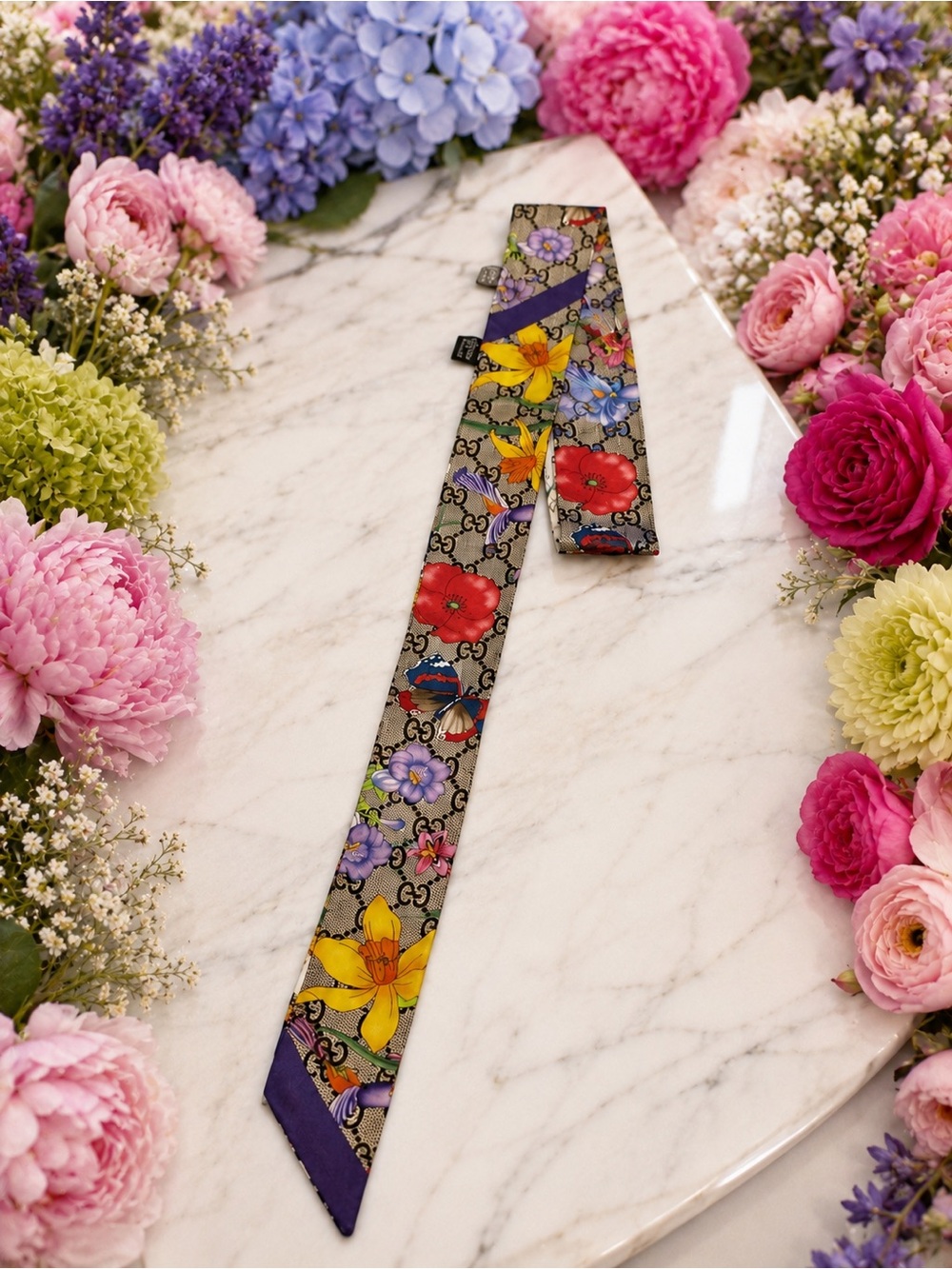 Fashion Floral Silk purse, hair or neck scarf  - Yellow, Red, Purple, Blue